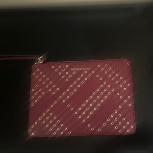 Michael Kors Burgundy Eyelet-Stud Wristlet